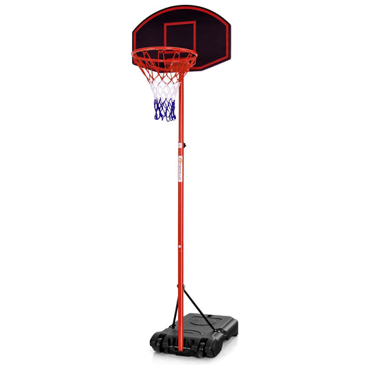 Adjustable Basketball Hoop System Stand Portable with 2 Wheels Fillable Base, Red - Gallery Canada