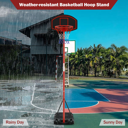 Adjustable Basketball Hoop System Stand Portable with 2 Wheels Fillable Base, Red Sport Equipments at Gallery Canada