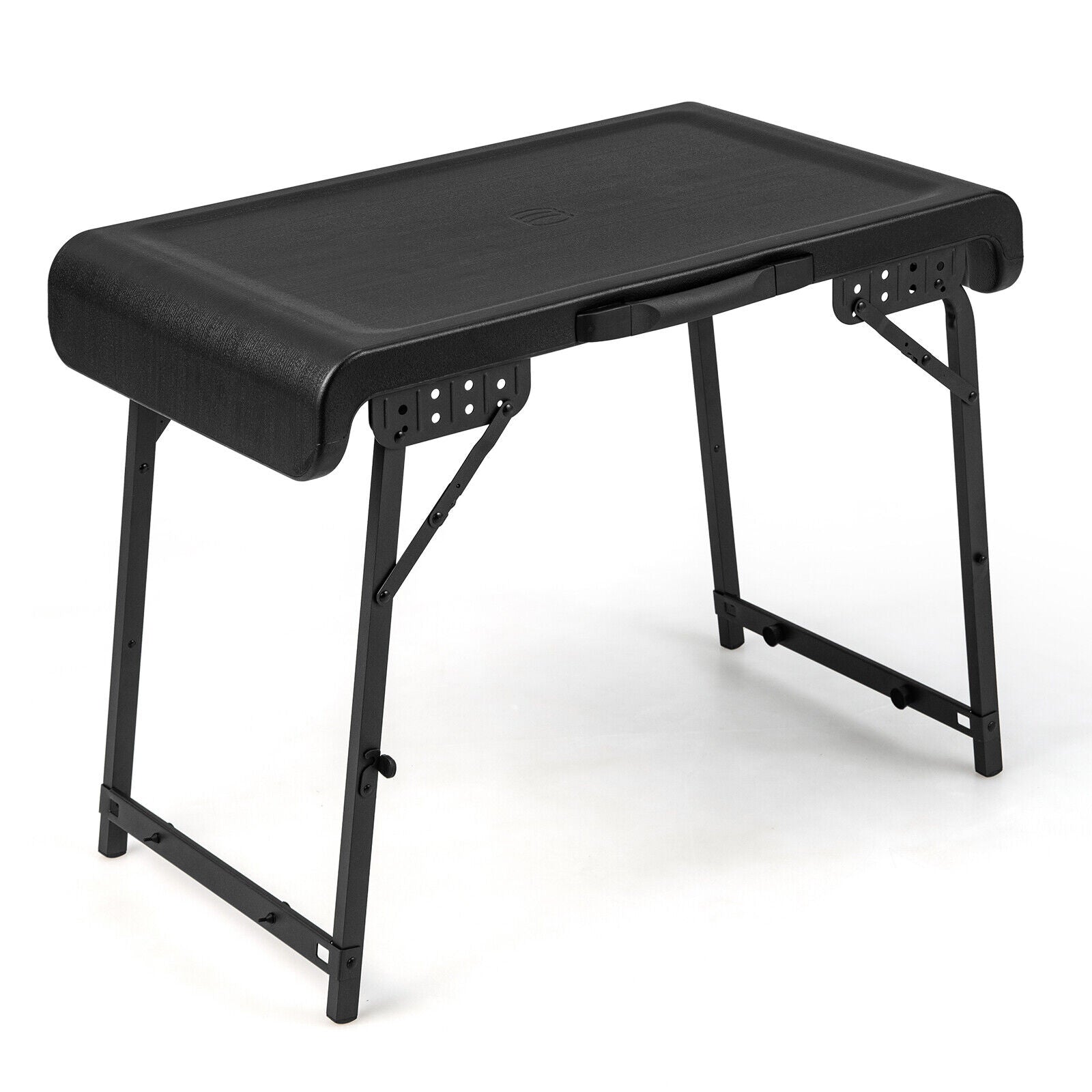 3 Pieces Folding Camping Table Stool Set with 2 Retractable LED Stools, Black Camping Furniture at Gallery Canada