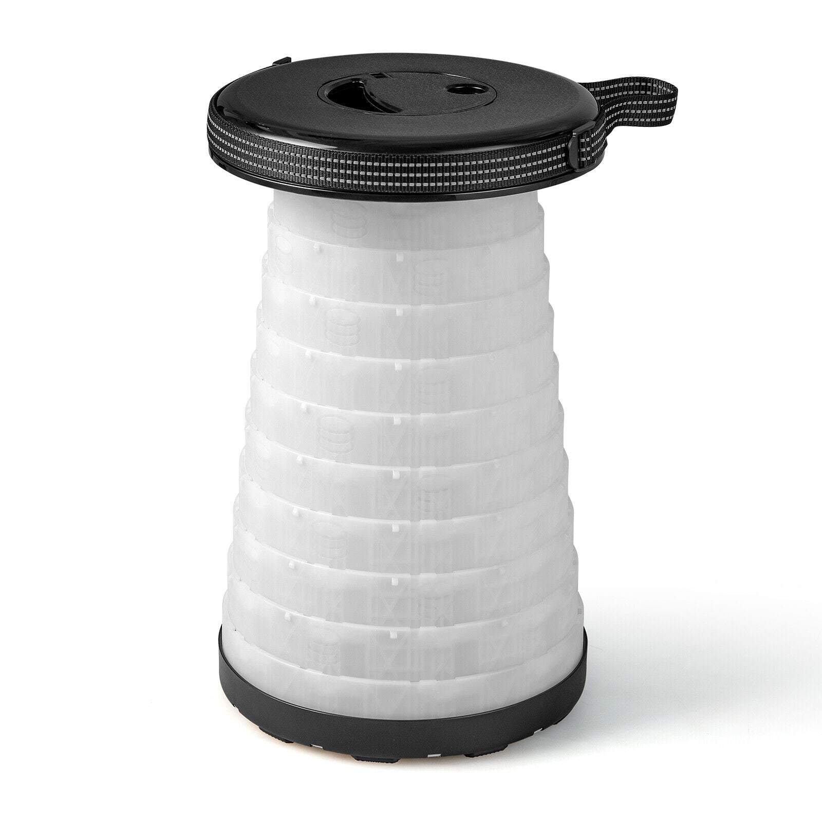 3 Pieces Folding Camping Table Stool Set with 2 Retractable LED Stools, Black Camping Furniture at Gallery Canada