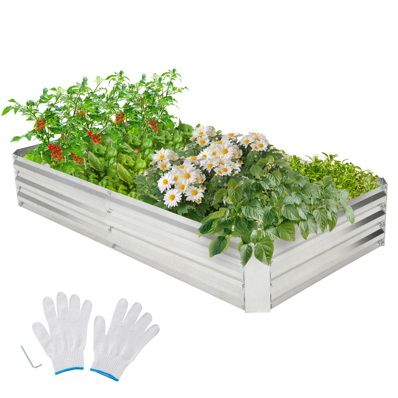 Metal Galvanized Raised Garden Bed, 6 x 3 ft, Silver Raised Garden Beds at Gallery Canada