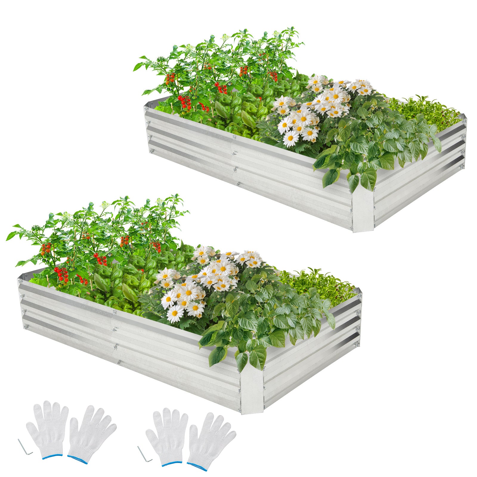 Metal Galvanized Raised Garden Bed with Open-Ended Base-6 x 3 ft, Silver Raised Garden Beds at Gallery Canada