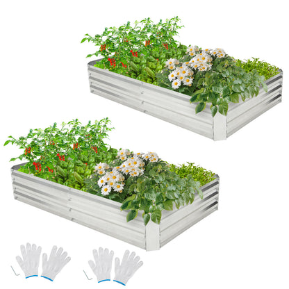 Metal Galvanized Raised Garden Bed with Open-Ended Base-6 x 3 ft, Silver Raised Garden Beds at Gallery Canada