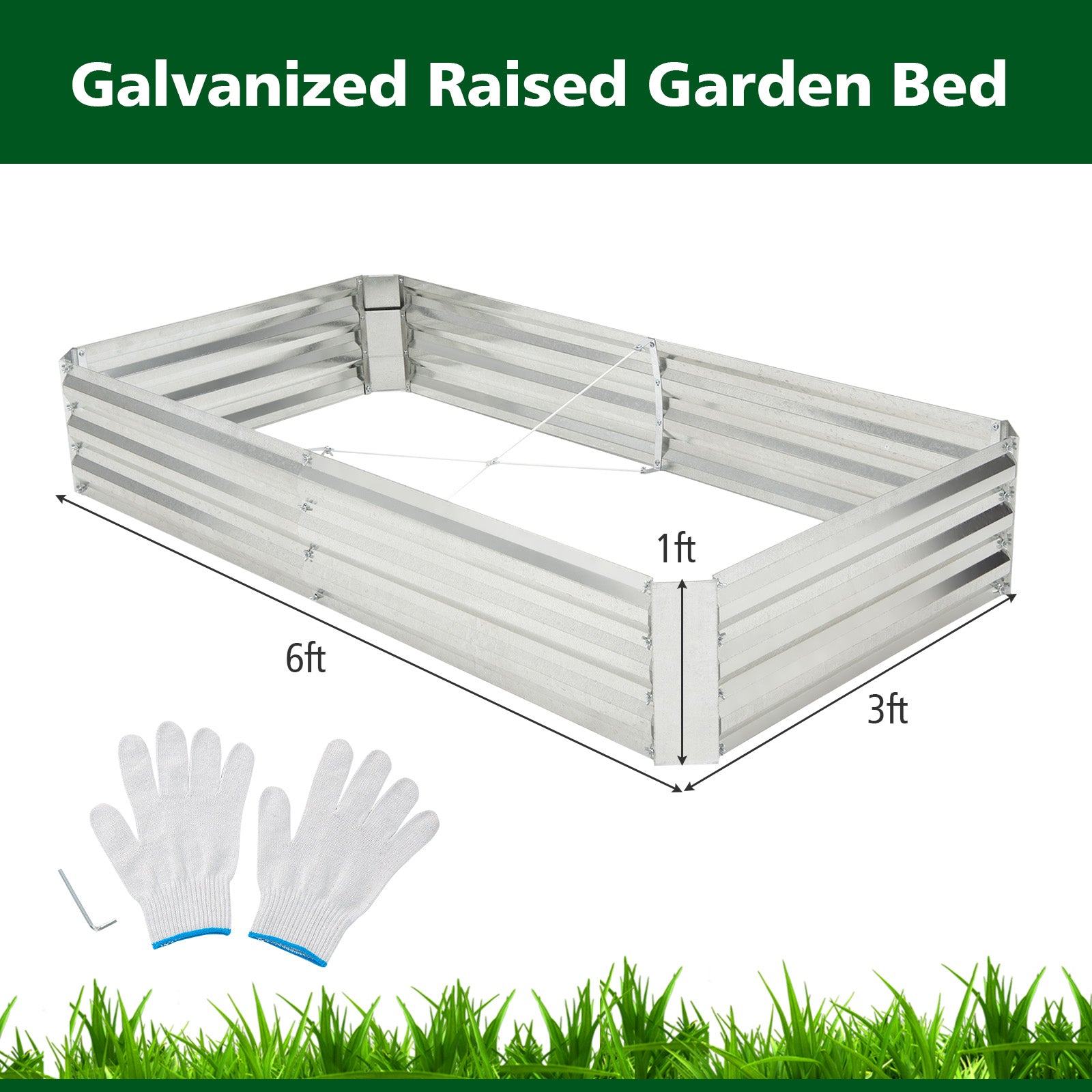 Metal Galvanized Raised Garden Bed with Open-Ended Base-6 x 3 ft, Silver Raised Garden Beds at Gallery Canada