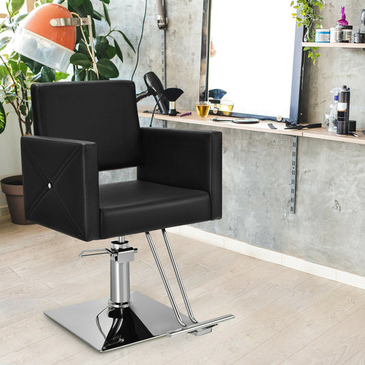 Salon Chair for Hair Stylist with Adjustable Swivel Hydraulic, Black - Gallery Canada