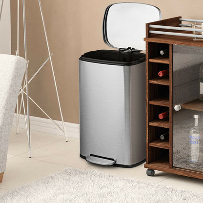 13.2 Gallon Stainless Steel Trash Garbage Can with Bucket, Silver Kitchen Organization at Gallery Canada