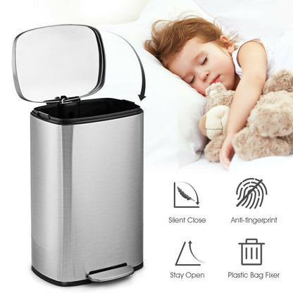 13.2 Gallon Stainless Steel Trash Garbage Can with Bucket, Silver Kitchen Organization at Gallery Canada