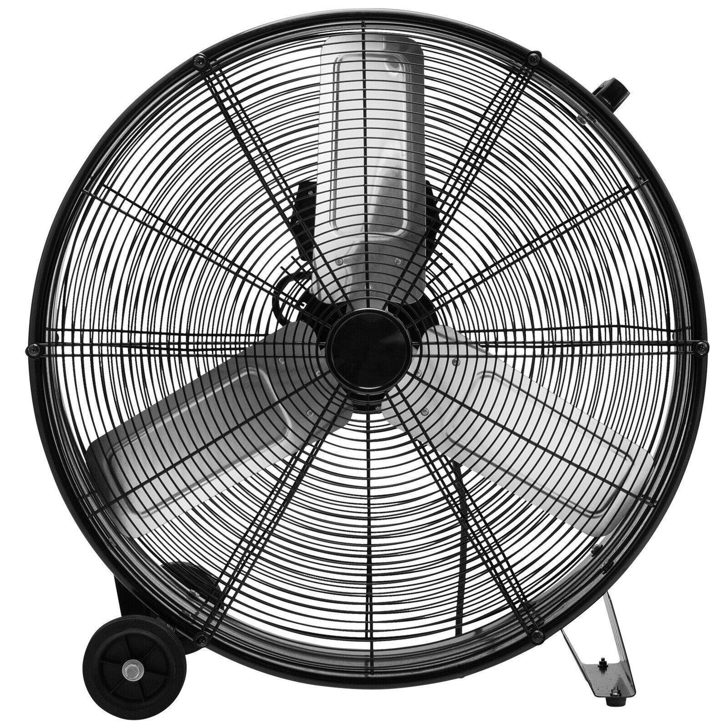 3-Speed 24 Inch Industrial Drum Fan with Aluminum Blades, Black