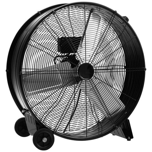3-Speed 24 Inch Industrial Drum Fan with Aluminum Blades, Black - Gallery Canada