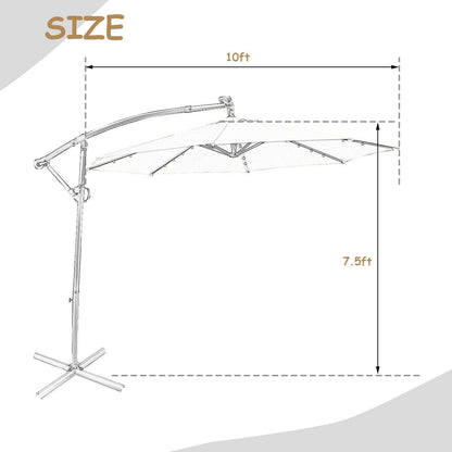 10 ft 360° Rotation Solar Powered LED Patio Offset Umbrella without Weight Base, Beige Outdoor Umbrellas at Gallery Canada
