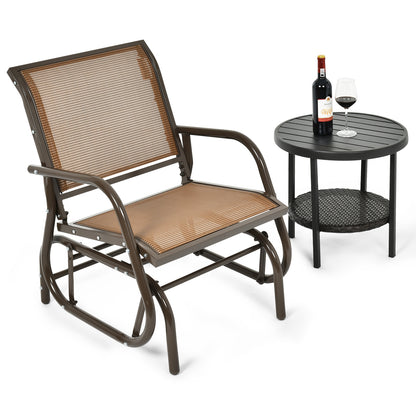 Outdoor Single Swing Glider Rocking Chair with Armrest, Brown Patio Rocking Chairs & Gliders at Gallery Canada
