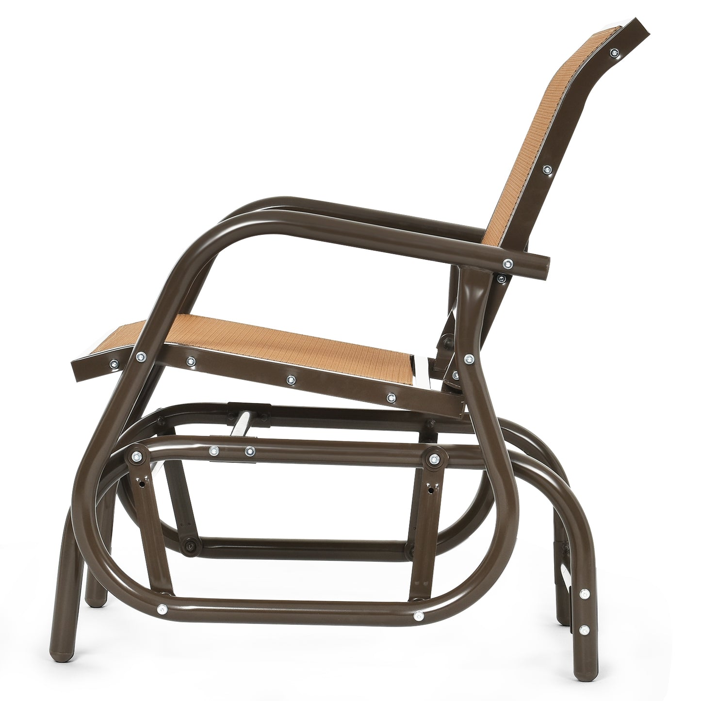 Outdoor Single Swing Glider Rocking Chair with Armrest, Brown Patio Rocking Chairs & Gliders at Gallery Canada