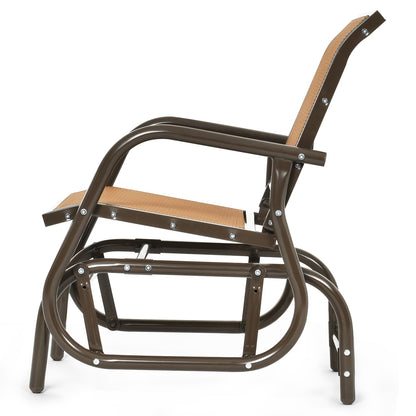 Outdoor Single Swing Glider Rocking Chair with Armrest, Brown Patio Rocking Chairs & Gliders at Gallery Canada