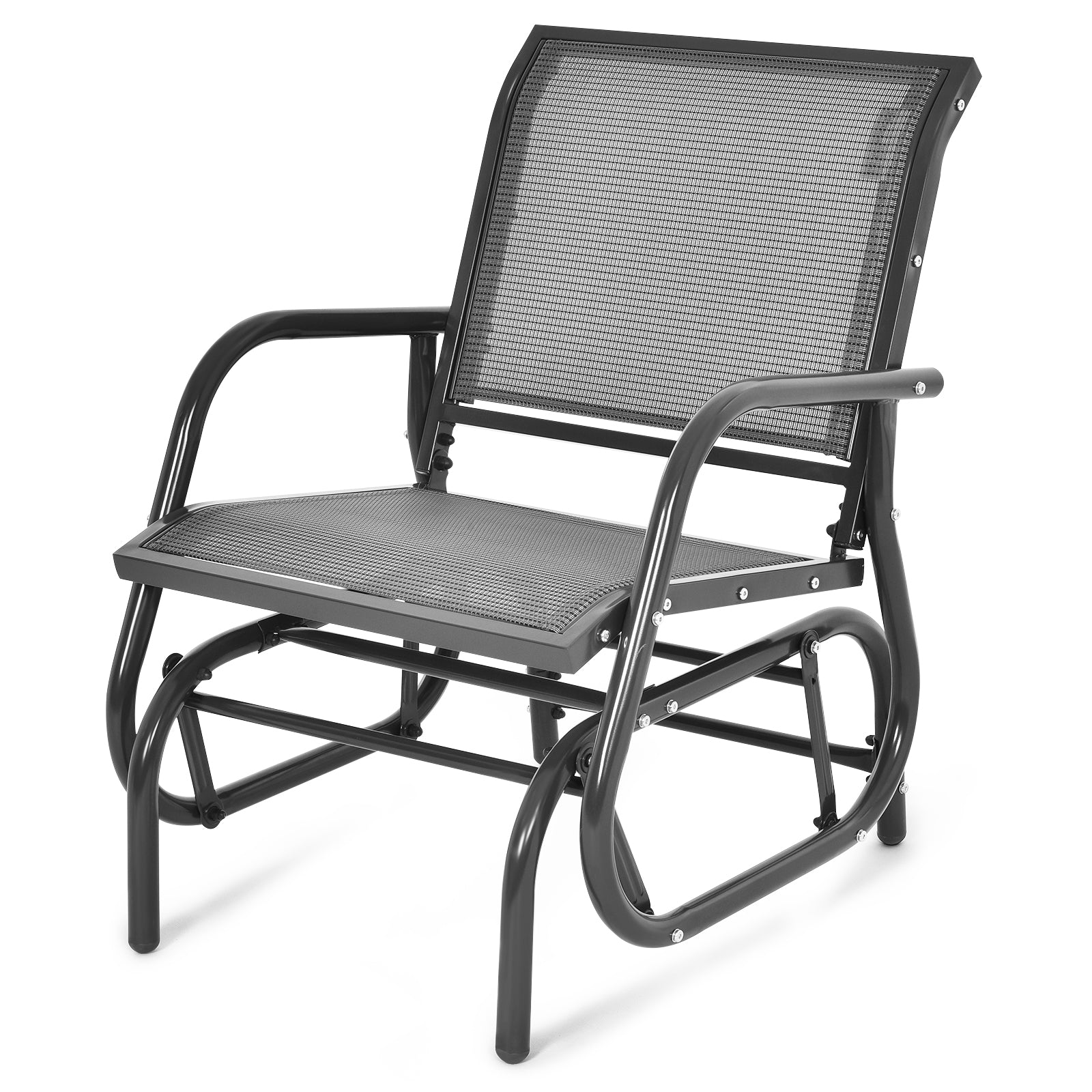 Outdoor Single Swing Glider Rocking Chair with Armrest, Gray Patio Rocking Chairs & Gliders at Gallery Canada
