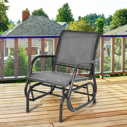 Outdoor Single Swing Glider Rocking Chair with Armrest, Gray Patio Rocking Chairs & Gliders at Gallery Canada