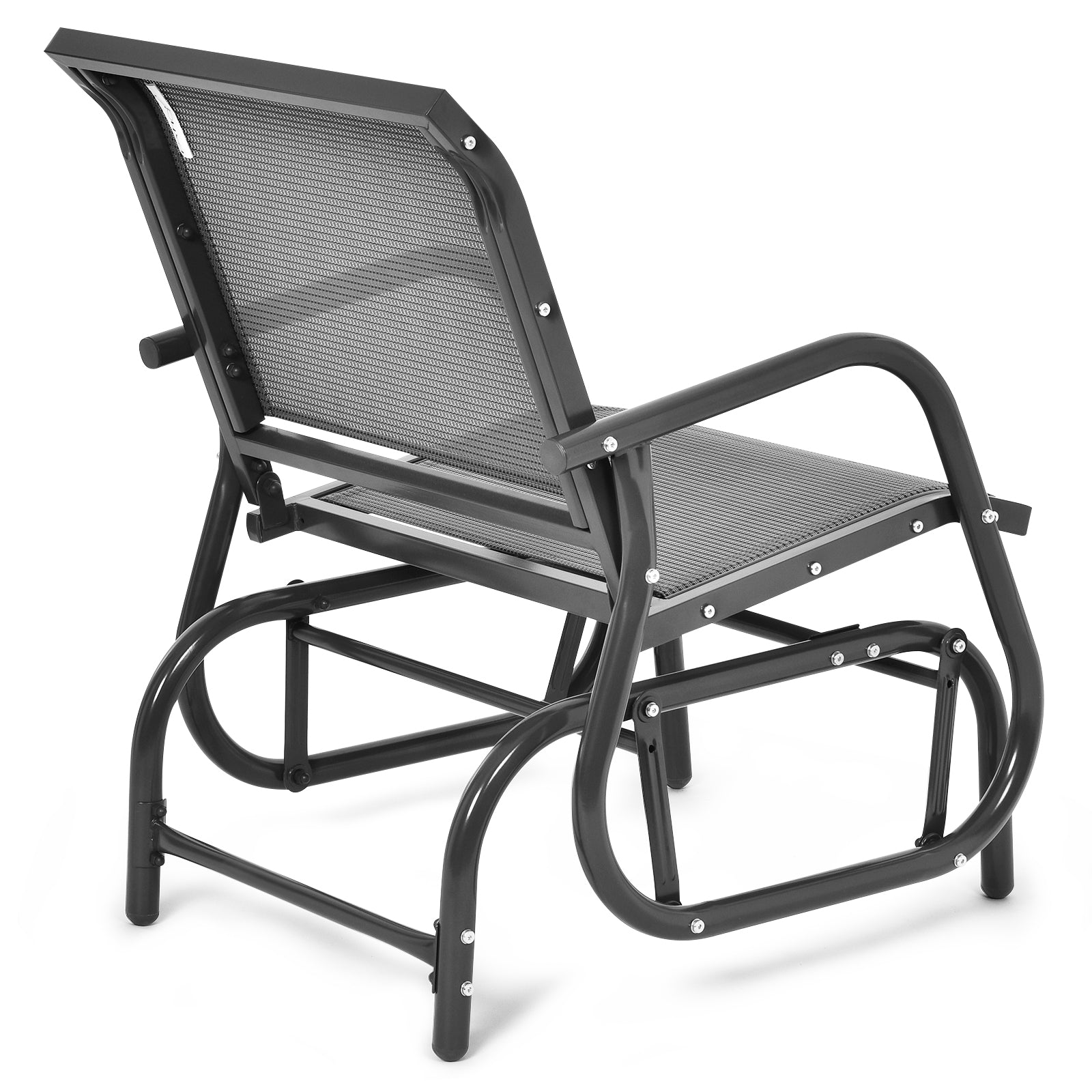 Outdoor Single Swing Glider Rocking Chair with Armrest, Gray Patio Rocking Chairs & Gliders at Gallery Canada
