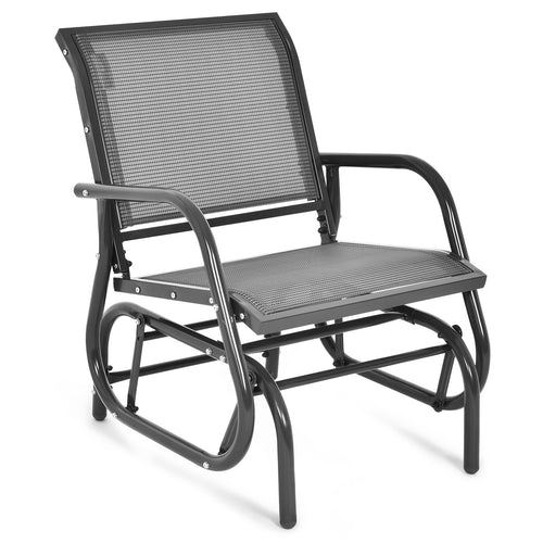 Outdoor Single Swing Glider Rocking Chair with Armrest, Gray