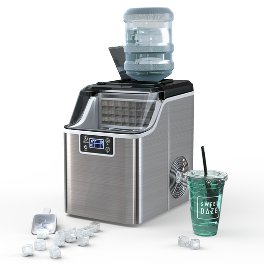 Electric Countertop Ice Maker with Ice Scoop and Basket-Sliver, Silver