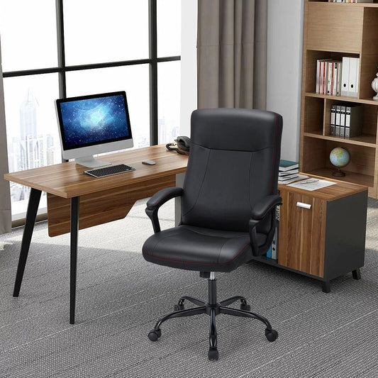 Upholstered Executive Computer Desk Chair with Ergonomic High Back, Black - Gallery Canada