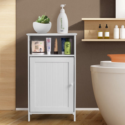 Bathroom Freestanding Adjustable Shelf Floor Storage Cabinet, White Floor Cabinets at Gallery Canada