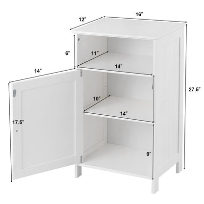 Bathroom Freestanding Adjustable Shelf Floor Storage Cabinet, White Floor Cabinets at Gallery Canada