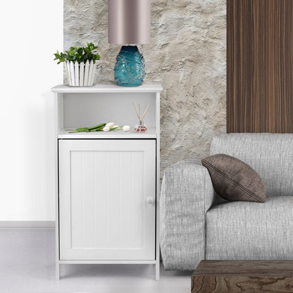 Bathroom Freestanding Adjustable Shelf Floor Storage Cabinet, White Floor Cabinets at Gallery Canada