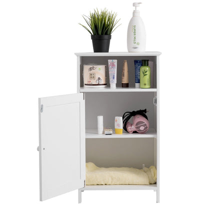 Bathroom Freestanding Adjustable Shelf Floor Storage Cabinet, White Floor Cabinets at Gallery Canada