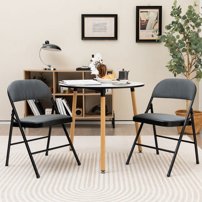 2 PCS Folding Chair Set, Upholstered Seat, Fabric Backrest, Black Chairs at Gallery Canada