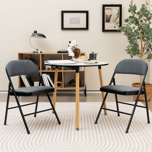2 PCS Folding Chair Set, Upholstered Seat, Fabric Backrest, Black