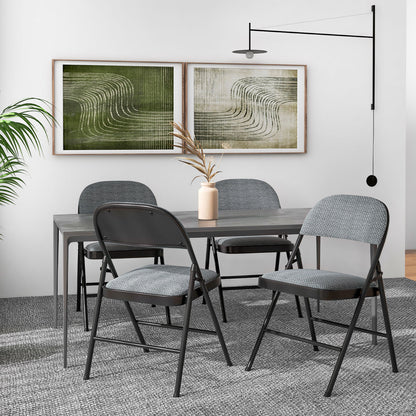 2 PCS Folding Chair Set, Upholstered Seat, Fabric Backrest, Black Chairs at Gallery Canada