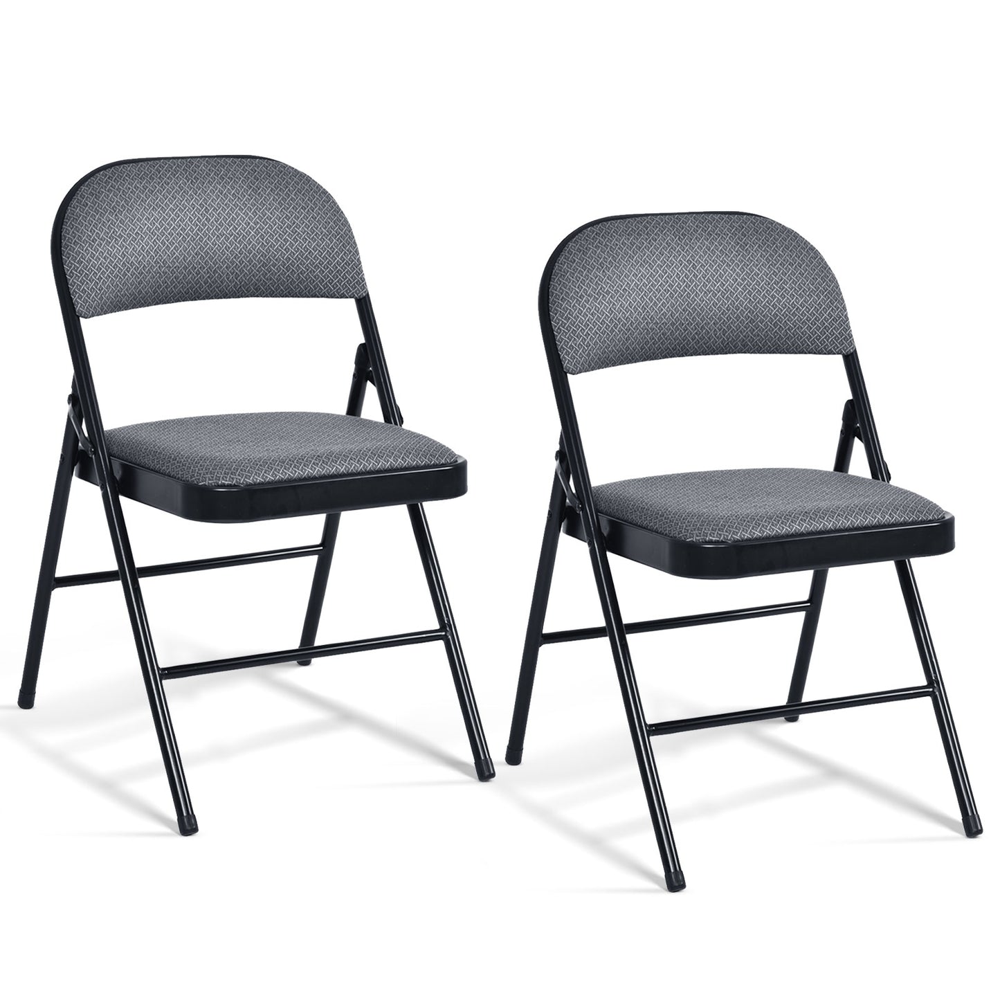 2 PCS Folding Chair Set, Upholstered Seat, Fabric Backrest, Black Chairs Black at Gallery Canada