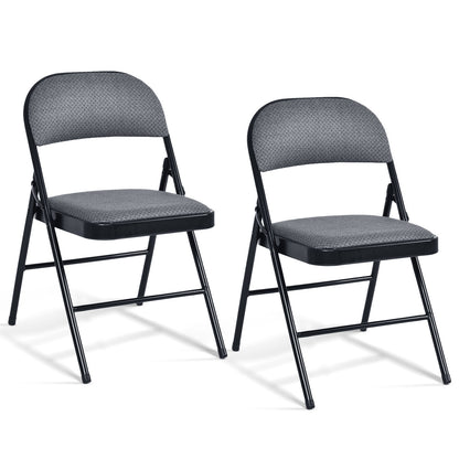 2 PCS Folding Chair Set, Upholstered Seat, Fabric Backrest, Black Chairs Black at Gallery Canada