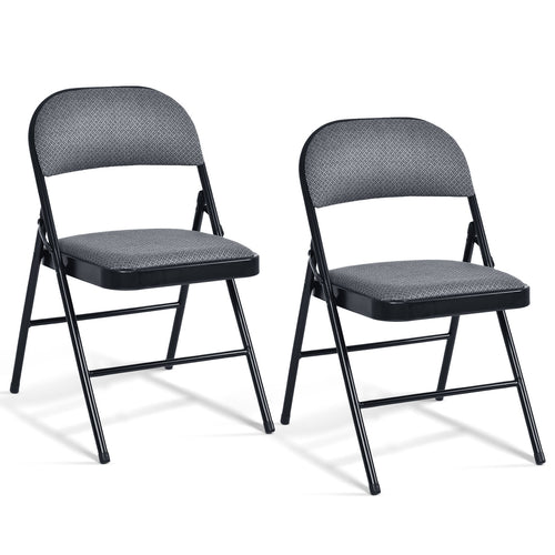2 PCS Folding Chair Set, Upholstered Seat, Fabric Backrest, Black