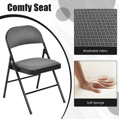 2 PCS Folding Chair Set, Upholstered Seat, Fabric Backrest, Black Chairs at Gallery Canada