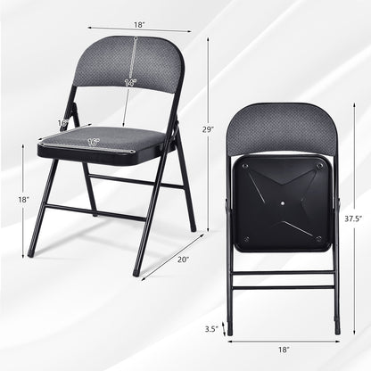 2 PCS Folding Chair Set, Upholstered Seat, Fabric Backrest, Black Chairs at Gallery Canada