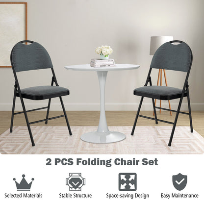 2/4 Pieces Padded Folding Office Chairs with Backrest-Set of 2, Gray Conference Chairs at Gallery Canada