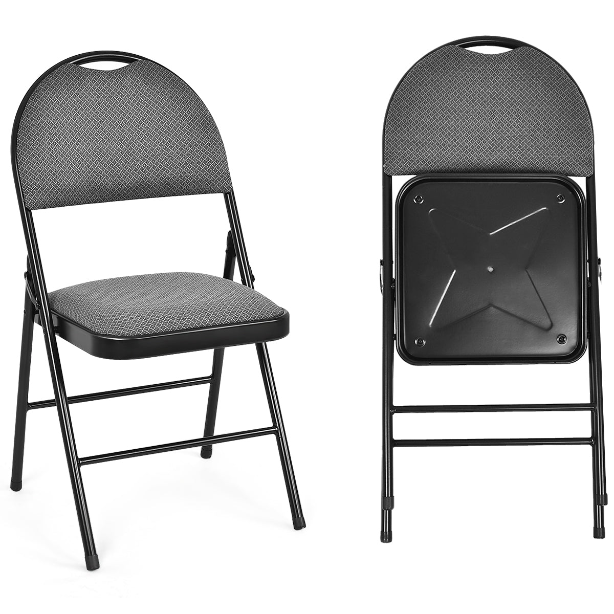 2/4 Pieces Padded Folding Office Chairs with Backrest-Set of 2, Gray Conference Chairs at Gallery Canada