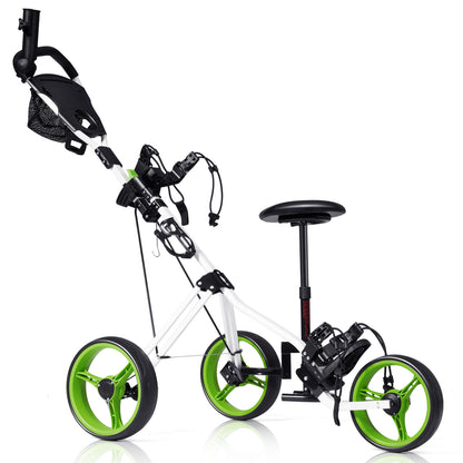 Foldable 3 Wheel Golf Trolley With Scoreboard Bag, Green Golf Green at Gallery Canada