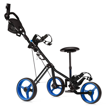Foldable 3 Wheels Push Pull Golf Trolley with Scoreboard Bag, Navy Golf at Gallery Canada