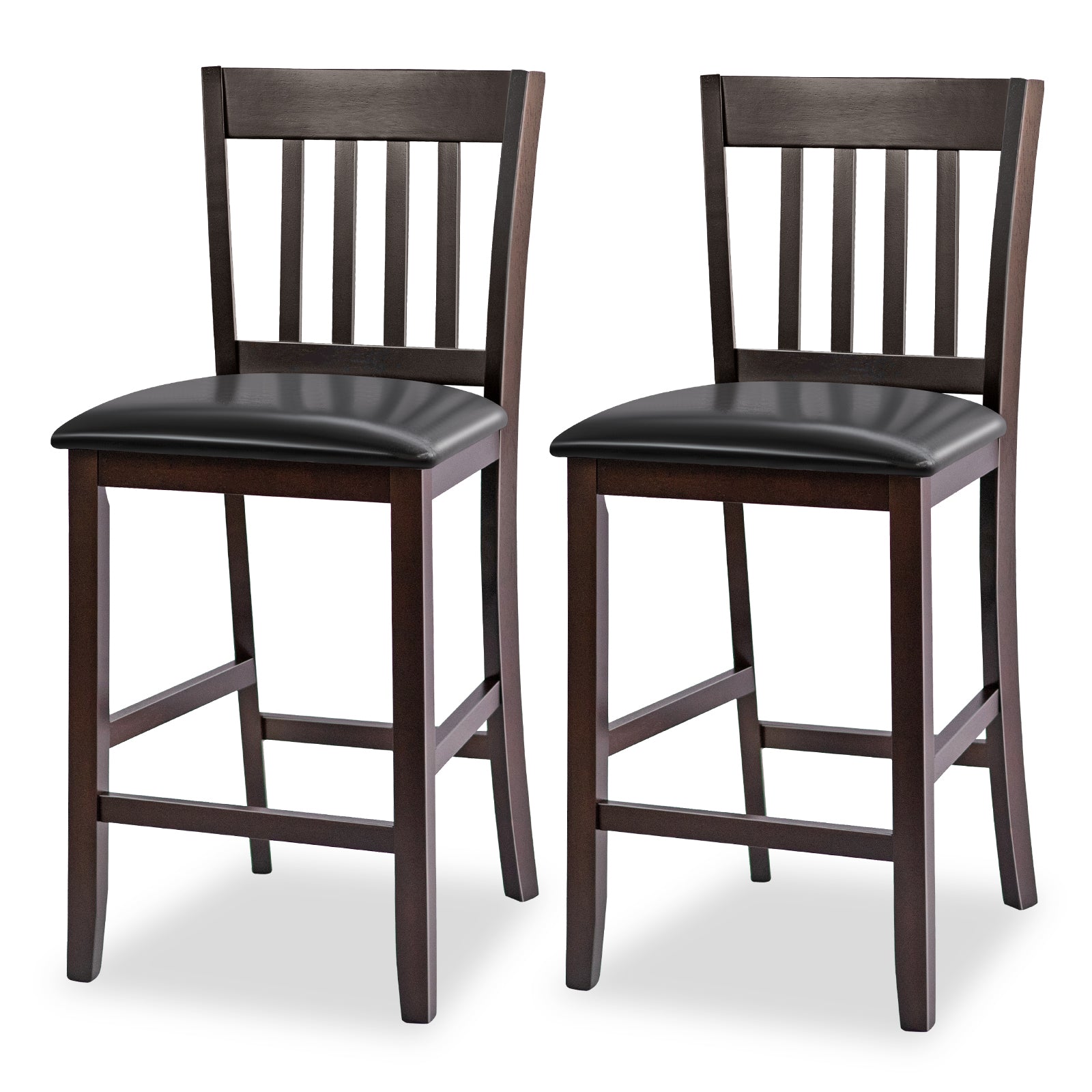 Set of 2 Bar Stools, 25 Inches, Rubber Wood Legs, Espresso Bar Stools Espresso at Gallery Canada