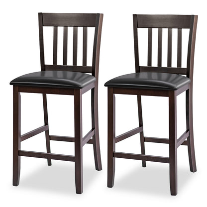 Set of 2 Bar Stools, 25 Inches, Rubber Wood Legs, Espresso Bar Stools Espresso at Gallery Canada