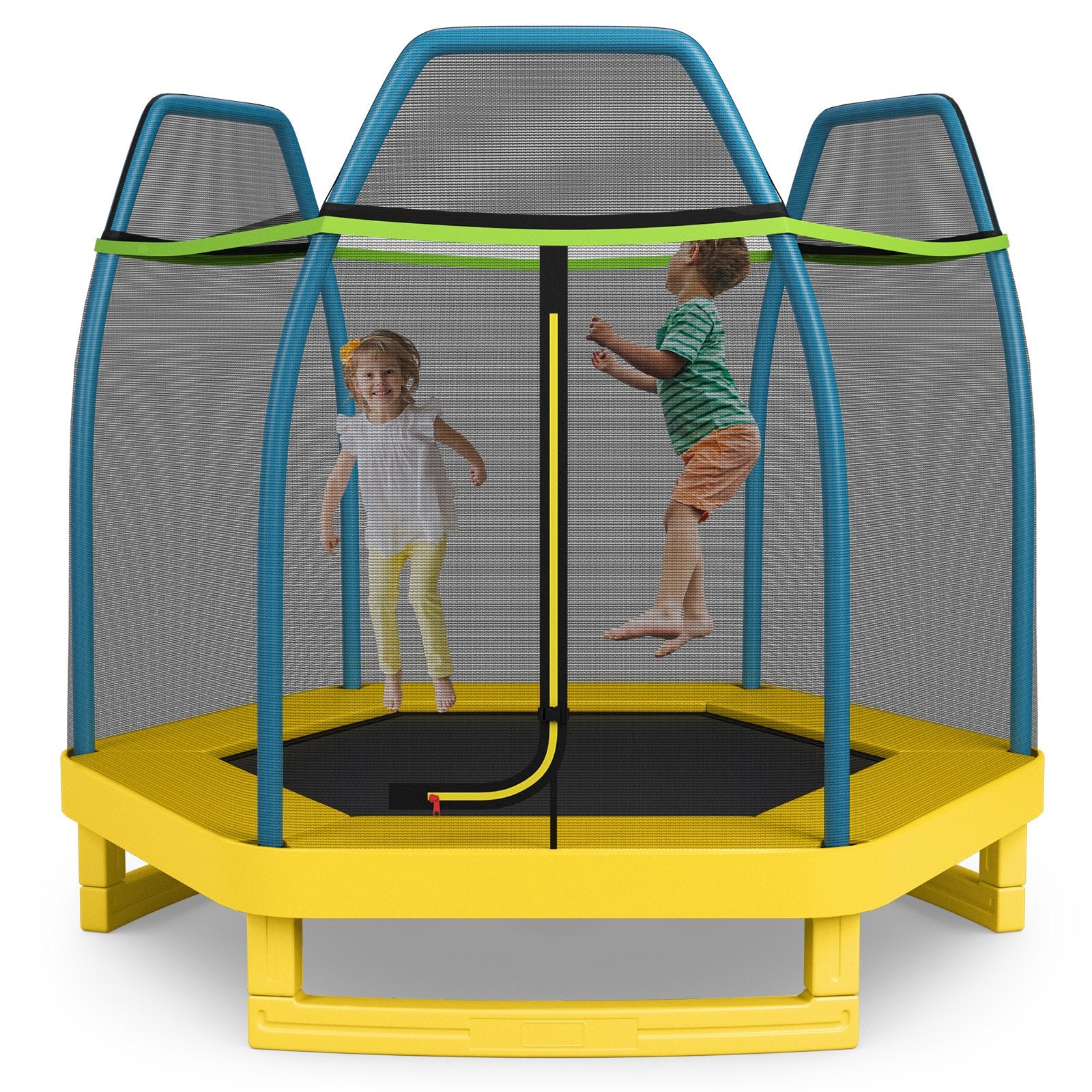 7 ft Kids Trampoline W/ Safety Enclosure Net, Yellow Trampolines at Gallery Canada
