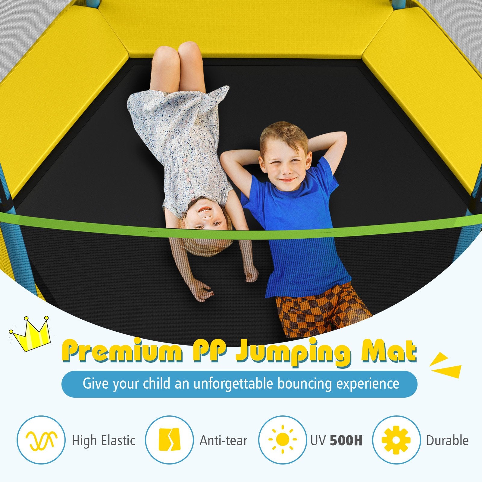 7 ft Kids Trampoline W/ Safety Enclosure Net, Yellow Trampolines at Gallery Canada