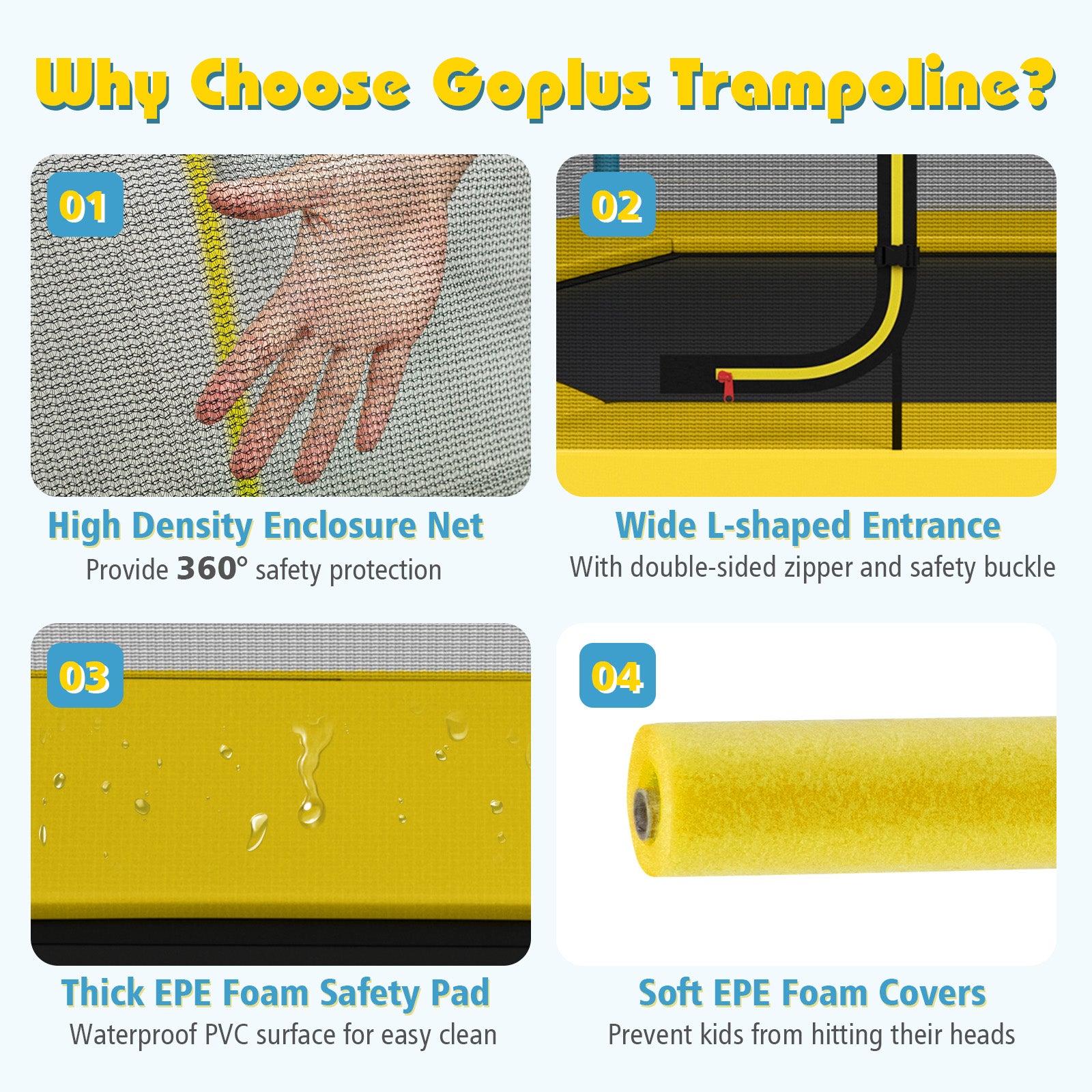 7 ft Kids Trampoline W/ Safety Enclosure Net, Yellow Trampolines at Gallery Canada