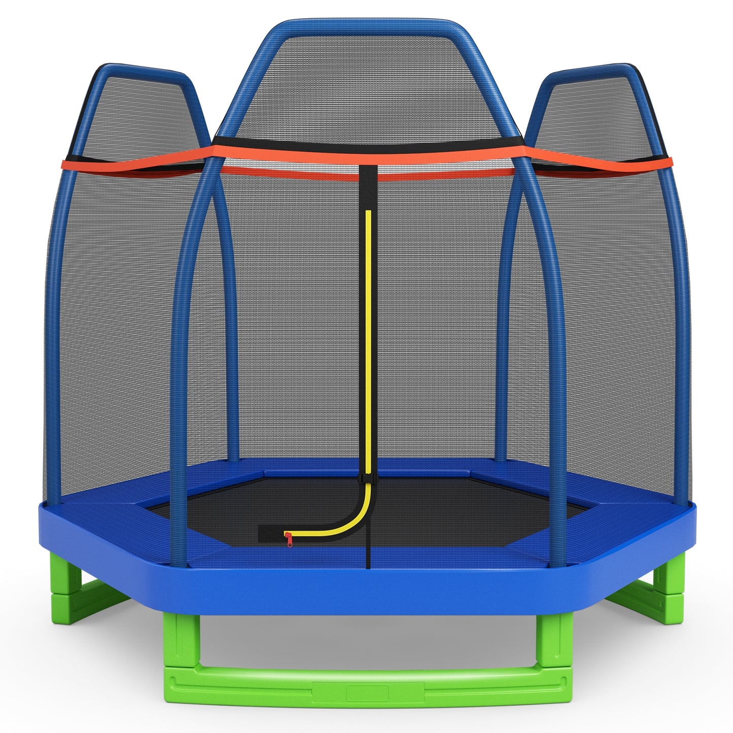 7 Ft Kids Trampoline With Safety Enclosure Net, Blue Trampolines Blue at Gallery Canada