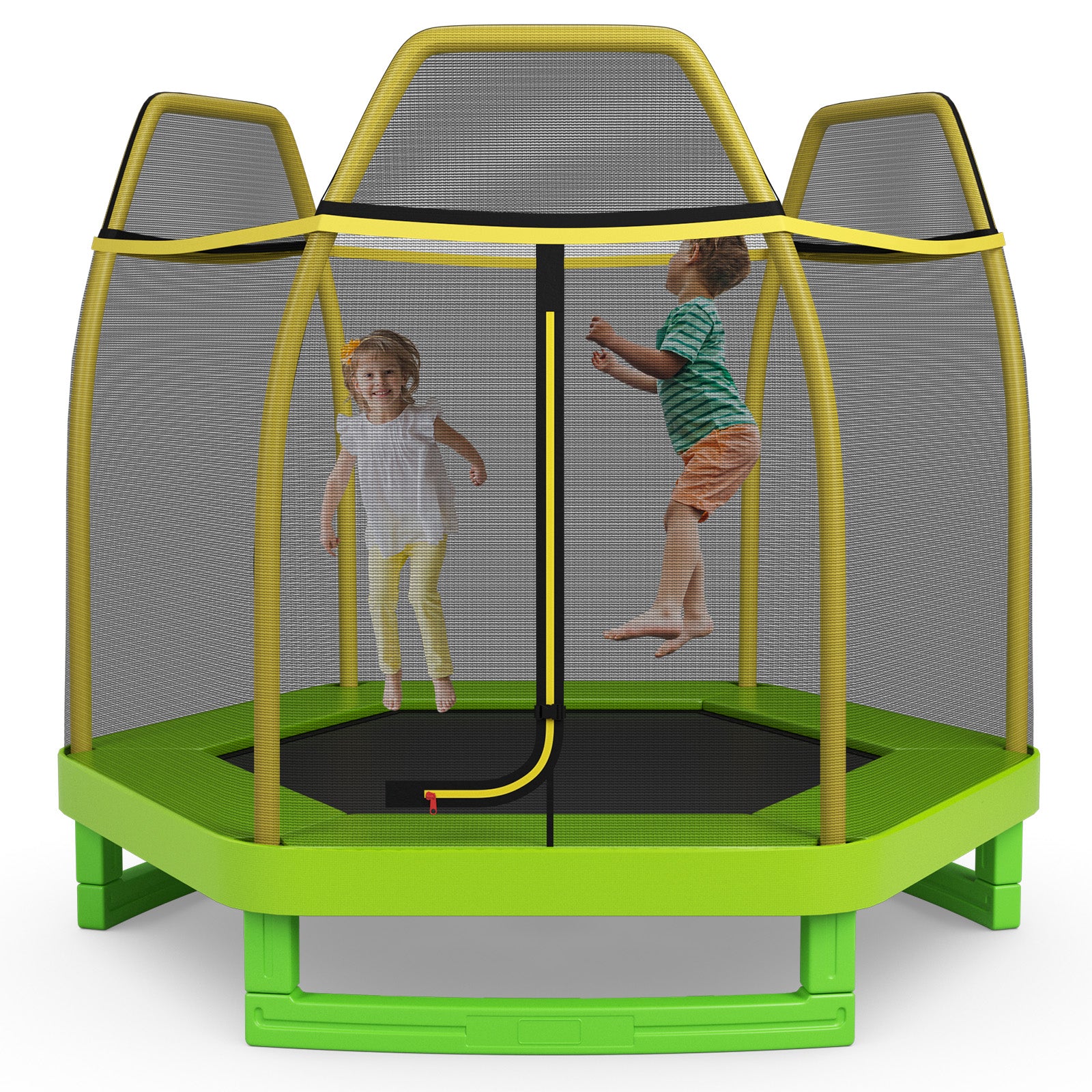 7FT Kids Trampoline with Safety Enclosure Net, Green Trampolines at Gallery Canada