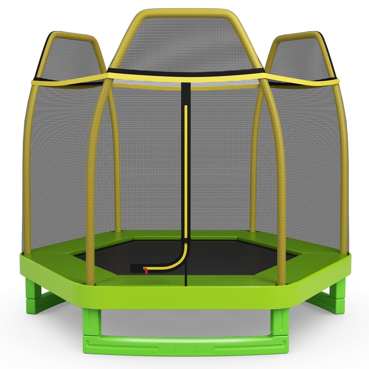7FT Kids Trampoline With Safety Enclosure Net, Green