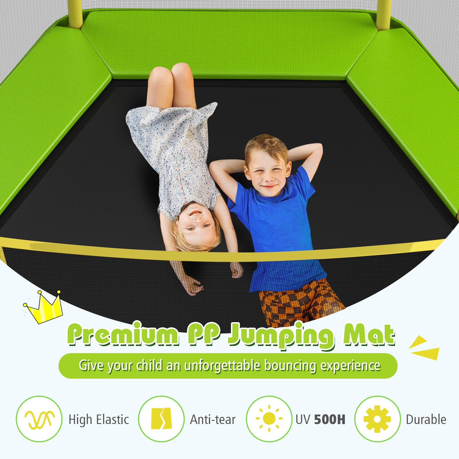 7FT Kids Trampoline with Safety Enclosure Net, Green Trampolines at Gallery Canada