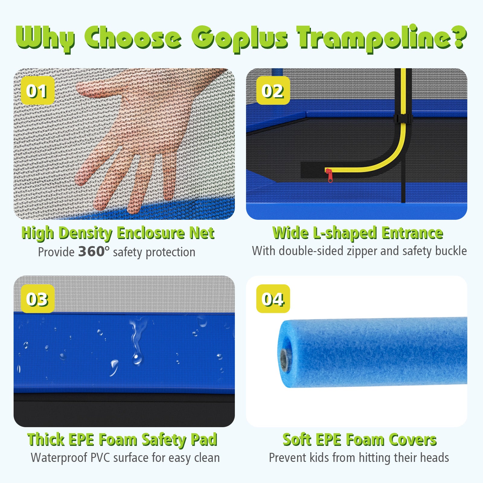 7FT Kids Trampoline with Safety Enclosure Net, Green Trampolines at Gallery Canada