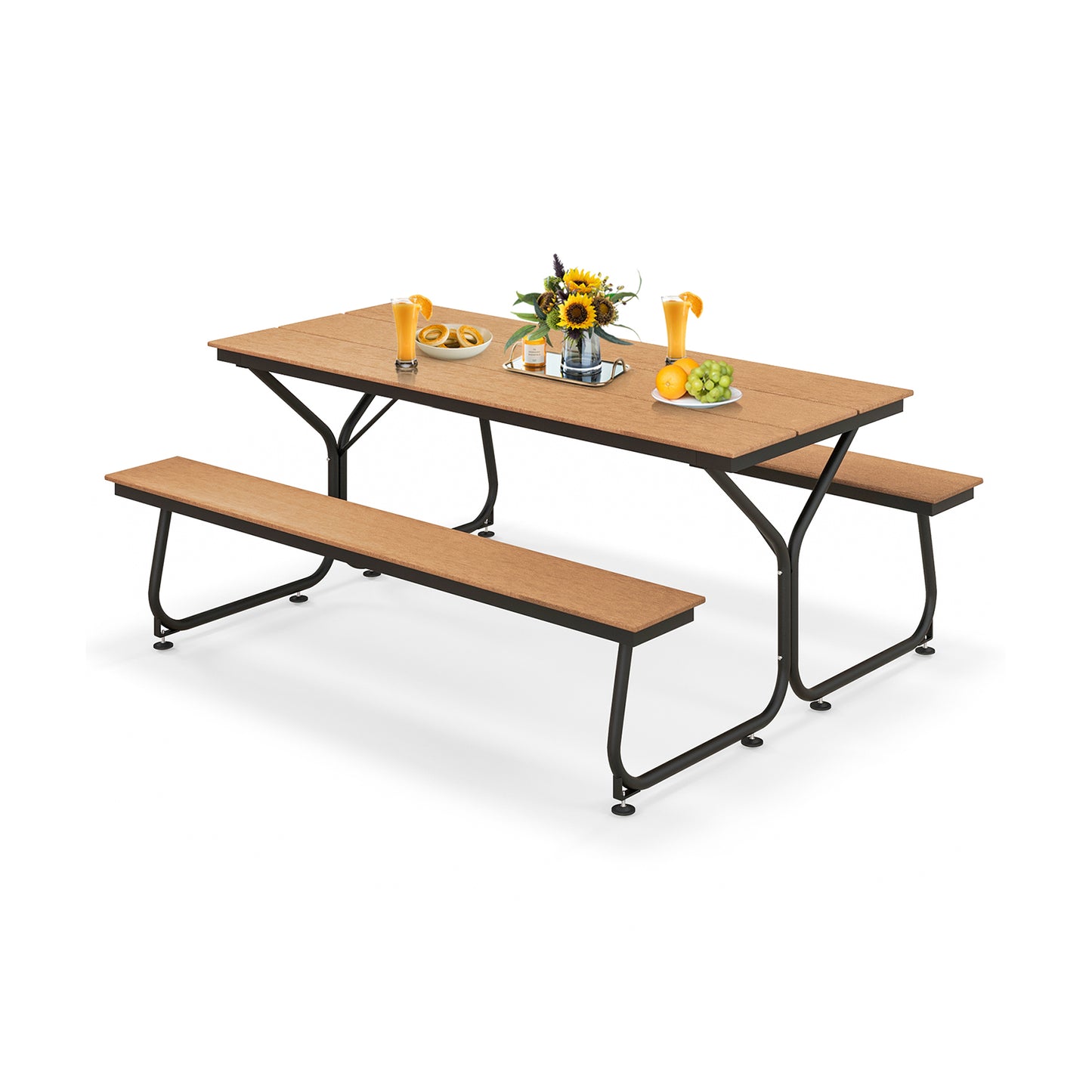 6 Feet Outdoor Picnic Table Bench Set, For 6-8 People, Brown Picnic Tables at Gallery Canada